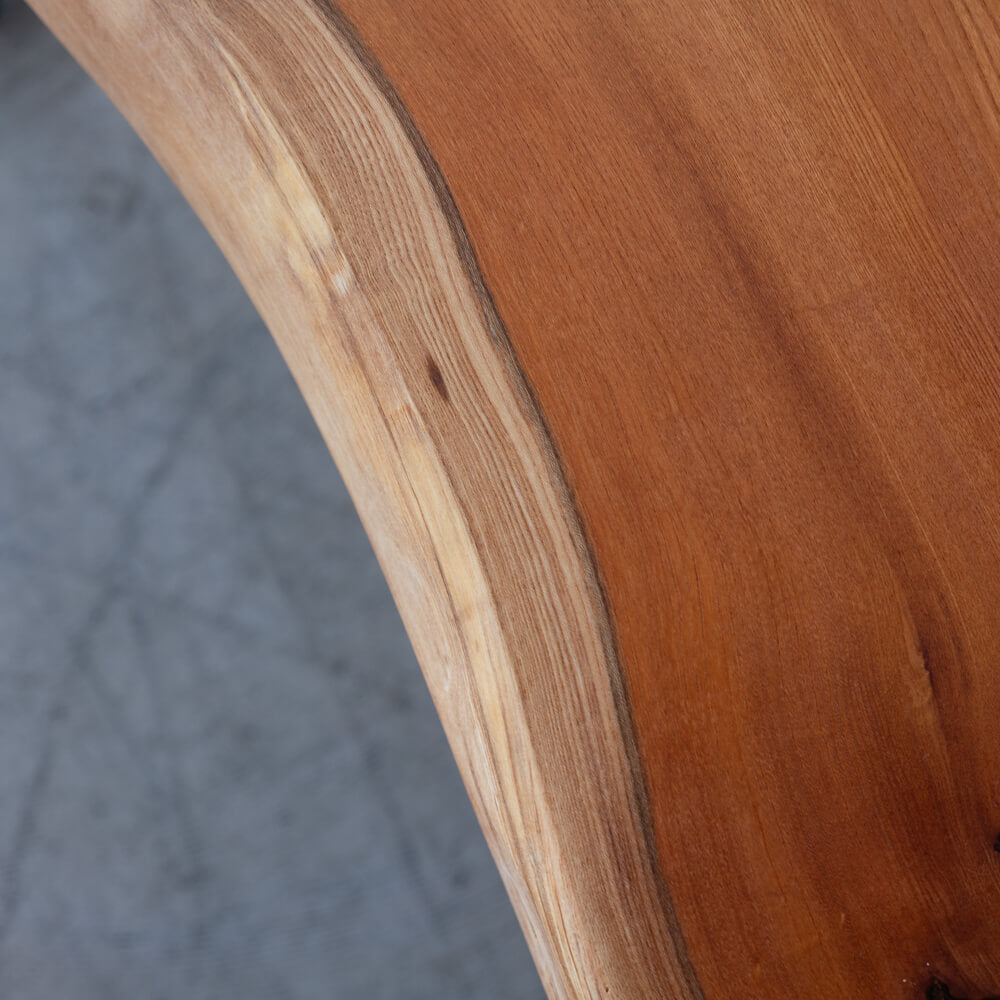 【アップサイクル品】ケヤキ一枚板 デスク 幅164cm｜両耳付き・天板厚75mm／オイル仕上げ・ブラックアイアン脚