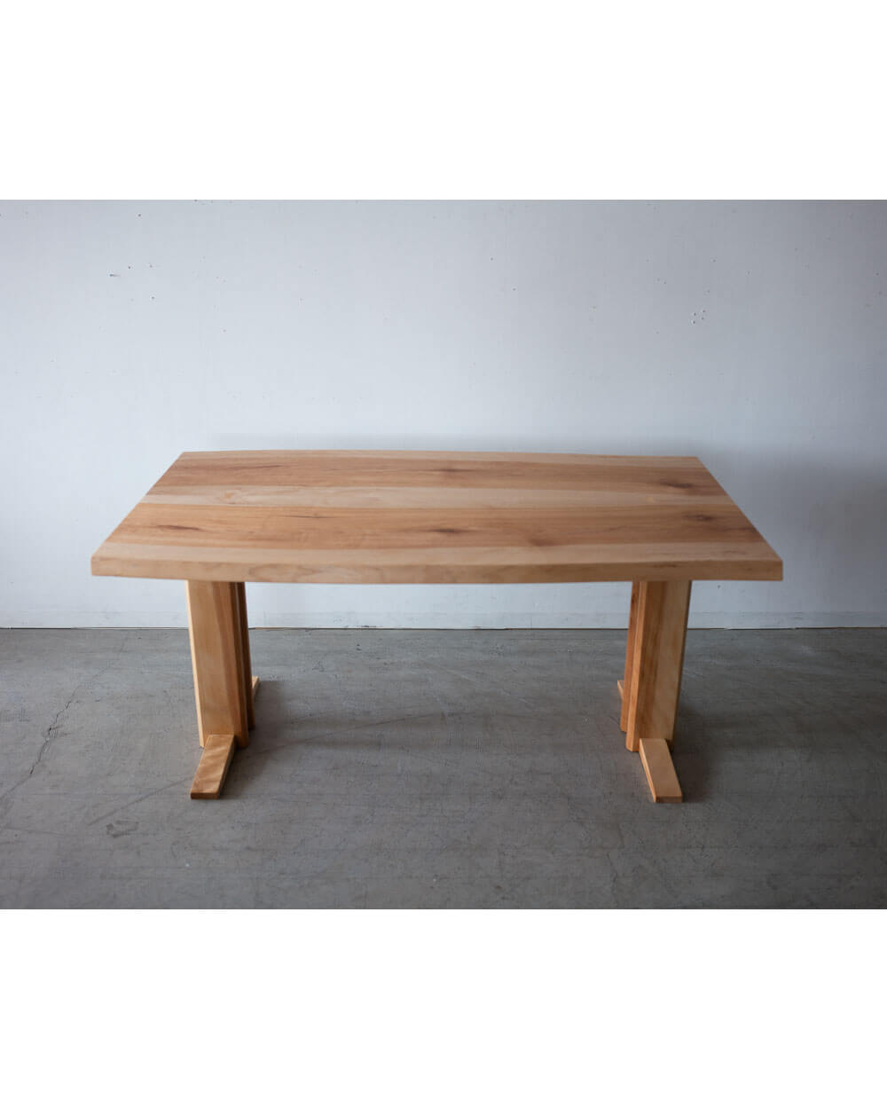 ［現品SALE］2枚ハギ ブックマッチテーブル150 北海道産カバ桜 / オイル仕上げ（MS7704）2本脚B型