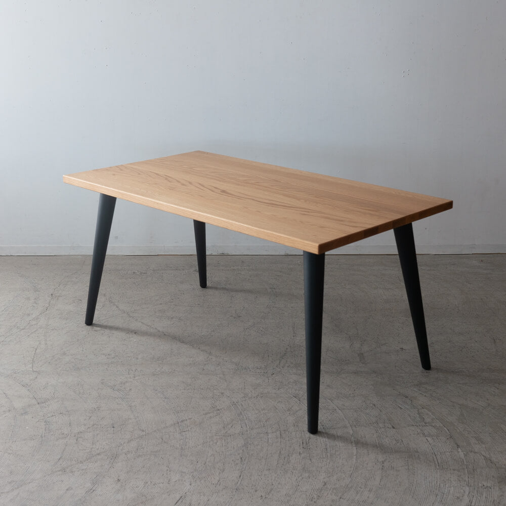 【現品SALE】ダイニング5点セット 165cm RECROテーブル 木脚4本脚＋Hチェア4脚 オーク材 / ウレタン塗装｜HIDAKAGU