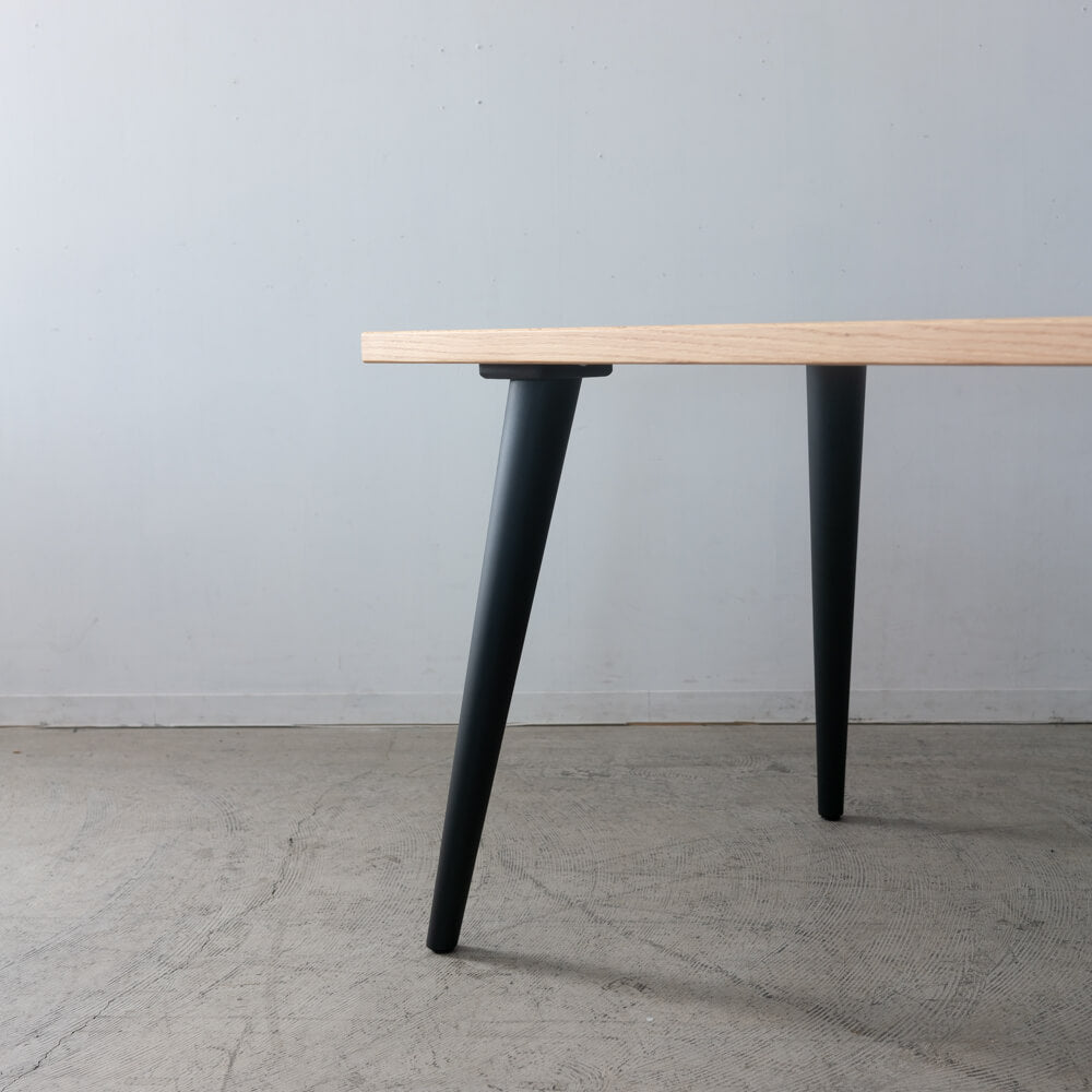 【現品SALE】ダイニング5点セット 165cm RECROテーブル 木脚4本脚＋Hチェア4脚 オーク材 / ウレタン塗装｜HIDAKAGU