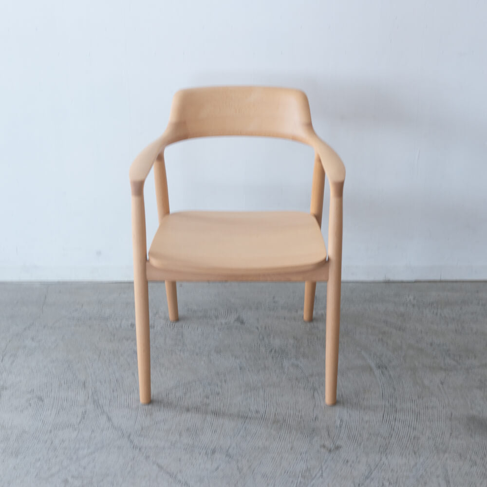 【樹種廃番SALE・展示現品】HIROSHIMA アームチェア（板座）アンスチームドビーチ材 NL-0｜MARUNI COLLECTION