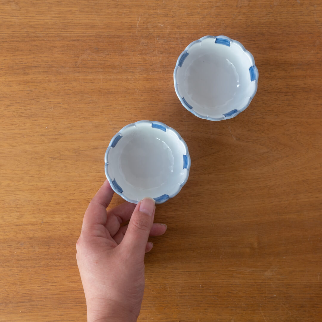【WEB限定】菊型ねじり小鉢 青縞 -器市-