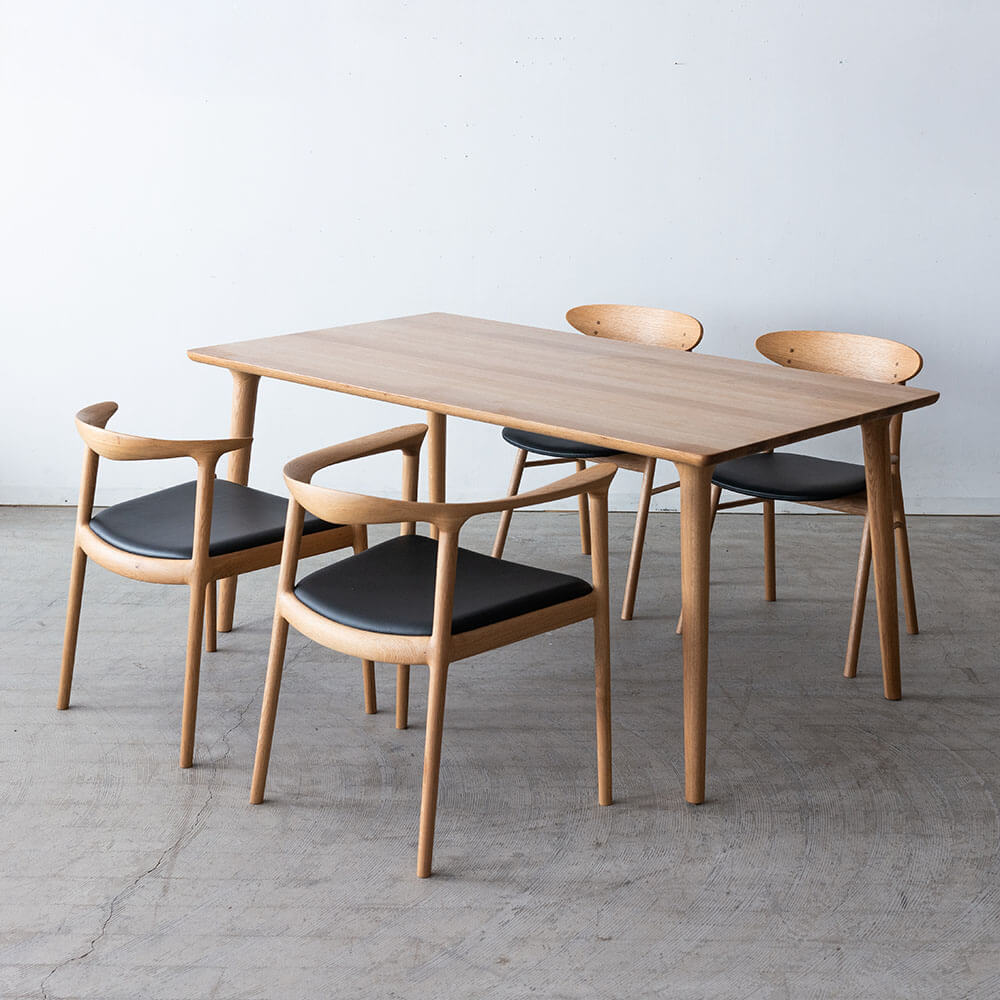 ［現品SALE］BRIDGE ダイニング5点セット 160 (NA)  ホワイトオーク無垢材 / オイル塗装【工具不要 組み立てオプション付き】