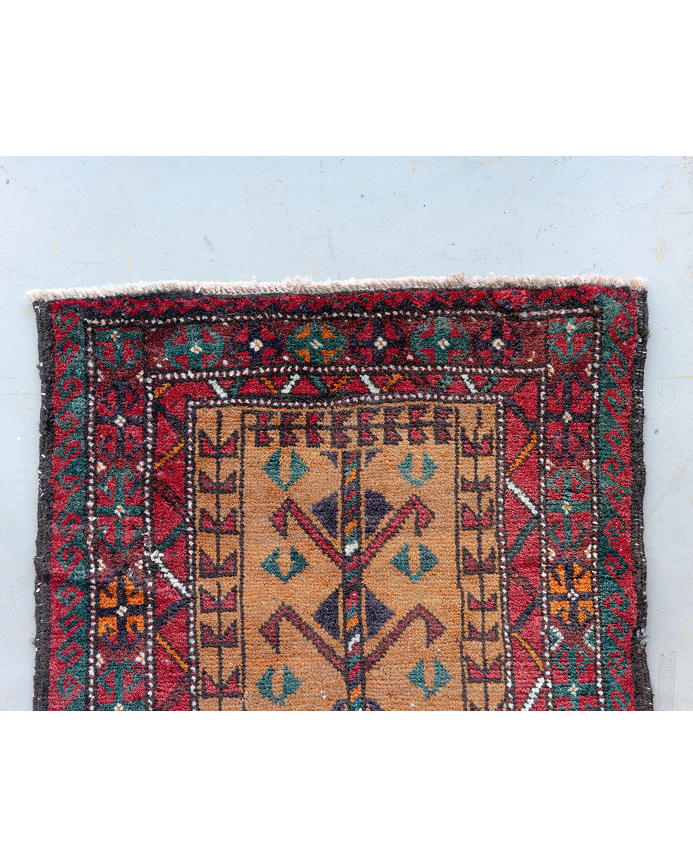 トライバルラグ  95×85cm 【GR/RED/OR】