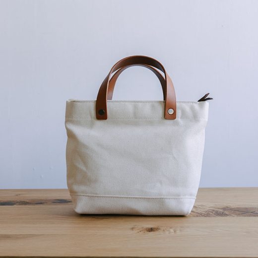 トートバッグ　ファスナートップ（S）イタリアンレザー×帆布 cocochi Original