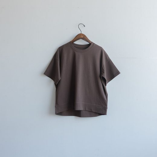 ブラウン｜裾切り替えTシャツ（マルシェバッグ付き）　cocochi original