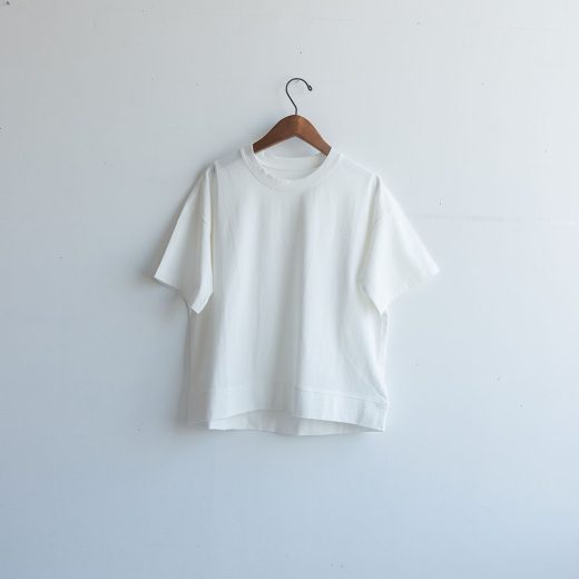 オフホワイト｜裾切り替えTシャツ（マルシェバッグ付き）　cocochi original