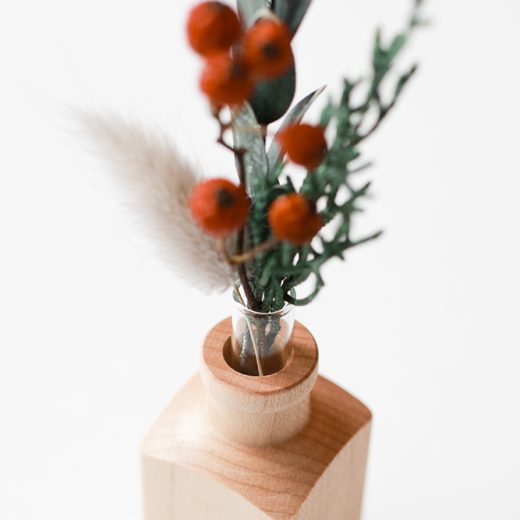 【クリスマスミニドライフラワー付き】flower vase ボトル角 -maple-