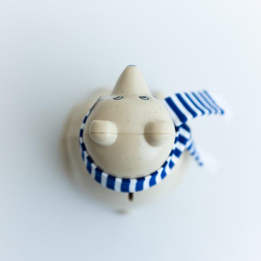 【2025年限定】しろくま貯金箱 ブルーボーダーマフラー