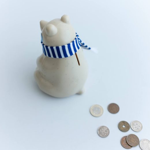 【2025年限定】しろくま貯金箱 ブルーボーダーマフラー