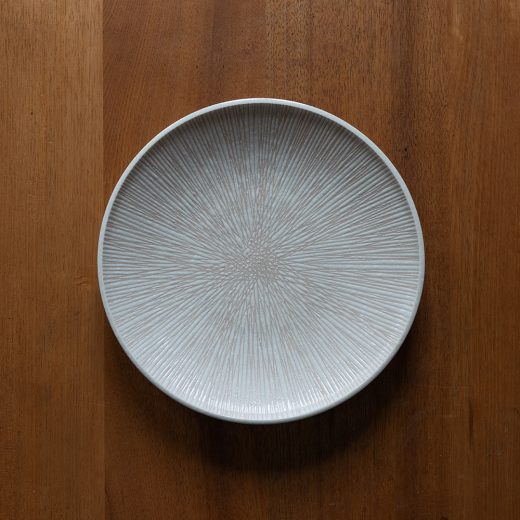 アウトレット食器（器市）の刻み乱十草 白 丸8寸皿