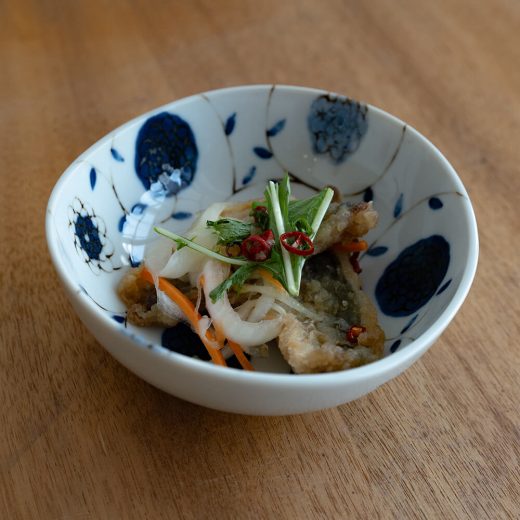 藍更紗 楕円45鉢