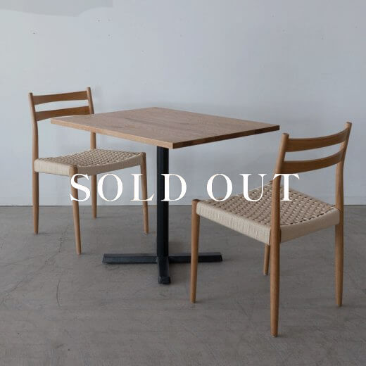 アウトレット家具の［展示品限り］コンパクトダイニング 3点セット（ブレードテーブル オーク材 - オイル仕上げ スチール十字脚）（クリール NA 肘無しチェア）売り…