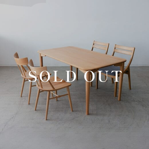 アウトレット家具の[現品SALE]ダイニング5点セット DT027-5S3 - RO-HO CRADLEチェア×2 シンチェア×2 売り切れ
