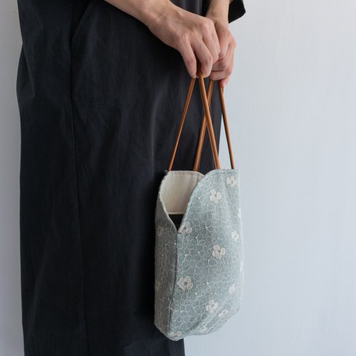 あじさい刺繍miniバッグ (BL)