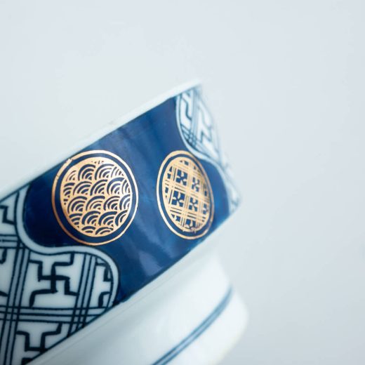 【WEB限定】箔押小紋 高台中鉢 青 -器市-