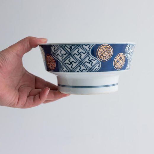 【WEB限定】箔押小紋 高台中鉢 青 -器市-