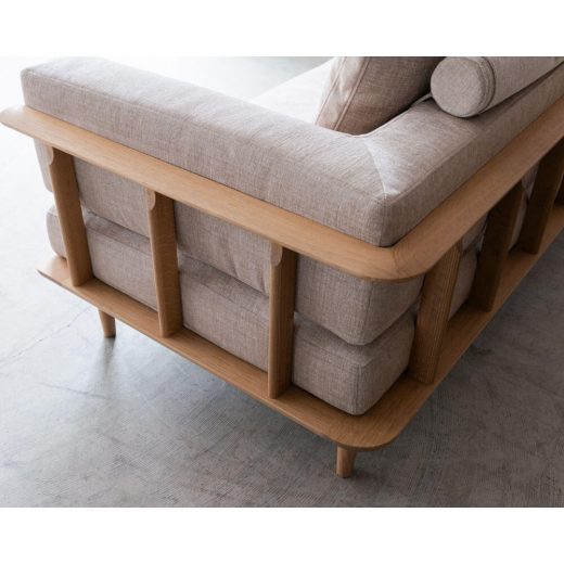 ［飛騨産業アウトレット］静穏 カウチソファ3点セット ホワイトオーク / 張地テソドBE