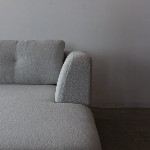 ［現品SALE］コロンカウチソファ（R）＋シェーズロング（L）レッドオーク / オイル 張地：ランク2 エコモコ / ホワイト