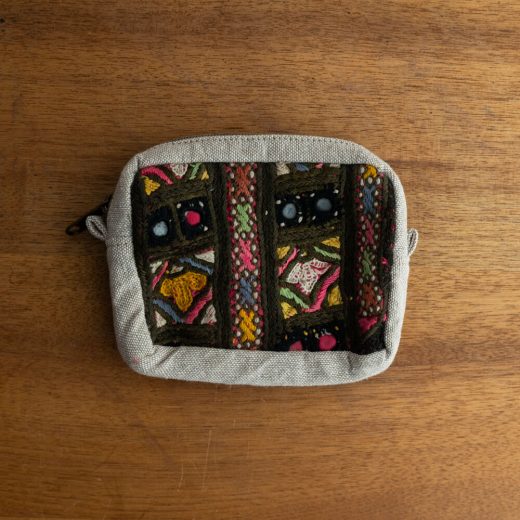 ヴィンテージ刺繍ポーチ L -Golden Hour-