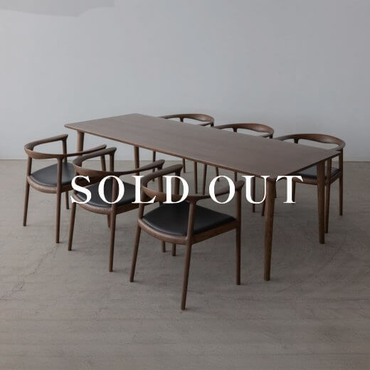 ［ダイニング7点セット］BRIDGE ダイニングテーブル220（DB）＋ライトチェア（DB）座面：R2ブラック（革）6脚 売り切れ