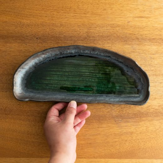 【WEB限定】いぶし金彩織部 半月長皿 -器市-