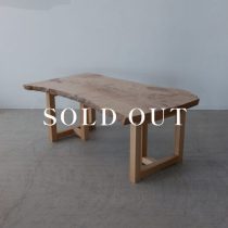 ［現品SALE］カエデ 無垢板テーブル - オイル仕上げ タモ兼用脚 極上縮杢入 W1630×D910-800-1000×H680 売り切れ