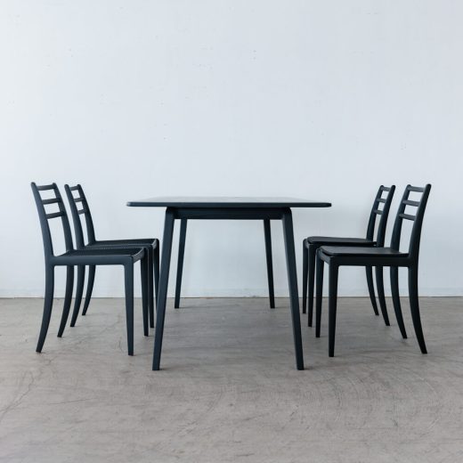 ［現品SALE］ELEGANCE ダイニング5点セット 160テーブル / チェア（BK）＋クッション