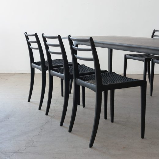 ［現品SALE］ELEGANCE ダイニング7点セット テーブル180/ チェア×6 ホワイトアッシュ材 Black