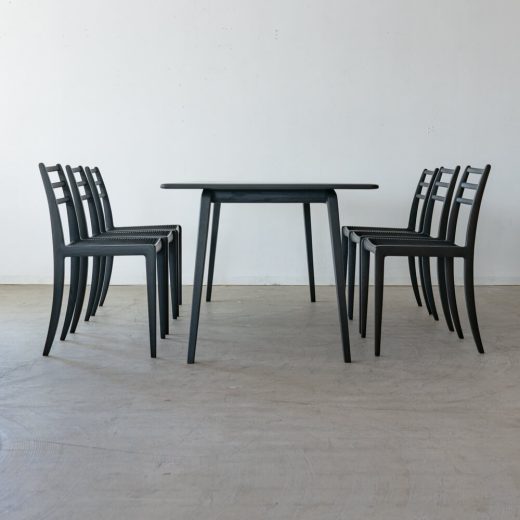 ［現品SALE］ELEGANCE ダイニング7点セット テーブル180/ チェア×6 ホワイトアッシュ材 Black