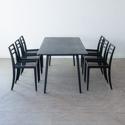 ［現品SALE］ELEGANCE ダイニング7点セット テーブル180/ チェア×6 ホワイトアッシュ材 Black