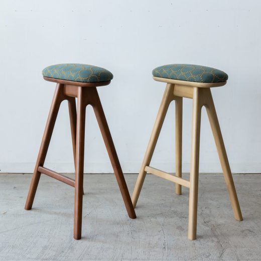 キッチンに最適なスリムハイスツール（ミナ ペルホネン tambourine／座面高630mm／木部ナチュラル＆ブラウン）