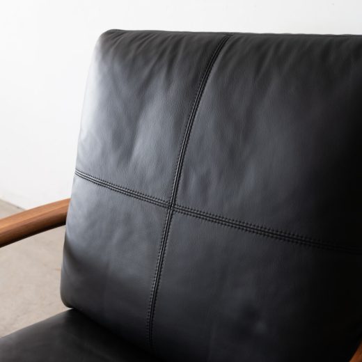 ［現品SALE］EDDA 1Pソファ S2レザー ブラック LS30301A