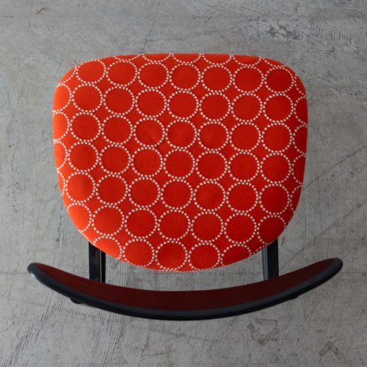 ［現品SALE］M.M.デスク（ W770 ナラ材 / BK色） + emi chair （ホワイトオーク材/ ウレタンBK色 張地：ミナペルホネン/オレンジ）