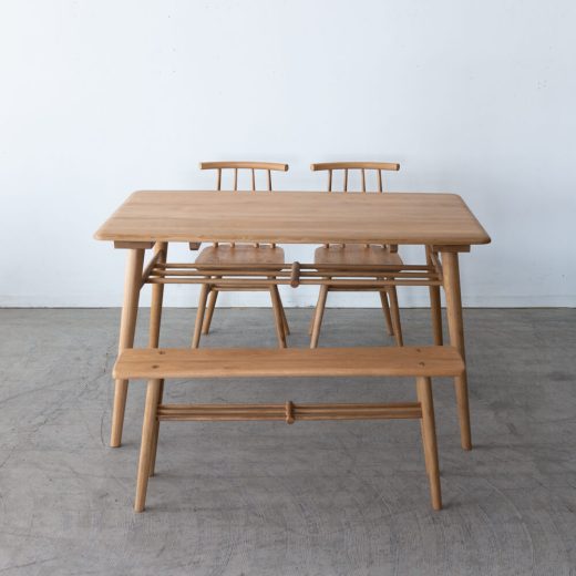 【展示品廃盤特価】Cielo ダイニング4点セット テーブル / チェア×2 / ベンチ（ホワイトオーク無垢材 オイル仕上げ）