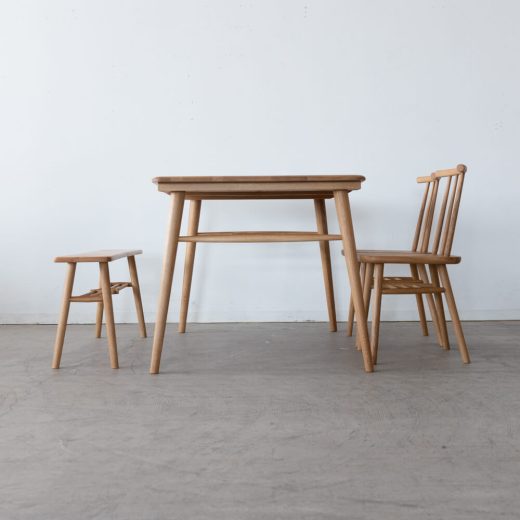 【展示品廃盤特価】Cielo ダイニング4点セット テーブル / チェア×2 / ベンチ（ホワイトオーク無垢材 オイル仕上げ）