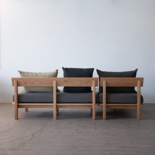 ［現品SALE］スタン ソファセット レッドオーク/ オイル仕上げ 張地：ランクOブランカ / ダークグレー（ソファ140＋シェーズソファ70（クッション付き））