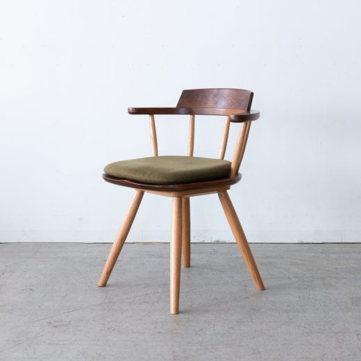 ［現品SALE］B品 回転チェア DC341-0W(WN/RO-CL)ウォールナット-レッドオーク/ ウレタン（ナガノインテリア）