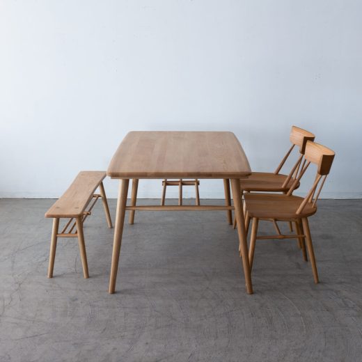 【展示品廃盤特価】Cielo ダイニング4点セット テーブル / シンチェア×2 / ベンチ（ホワイトオーク無垢材 オイル仕上げ）