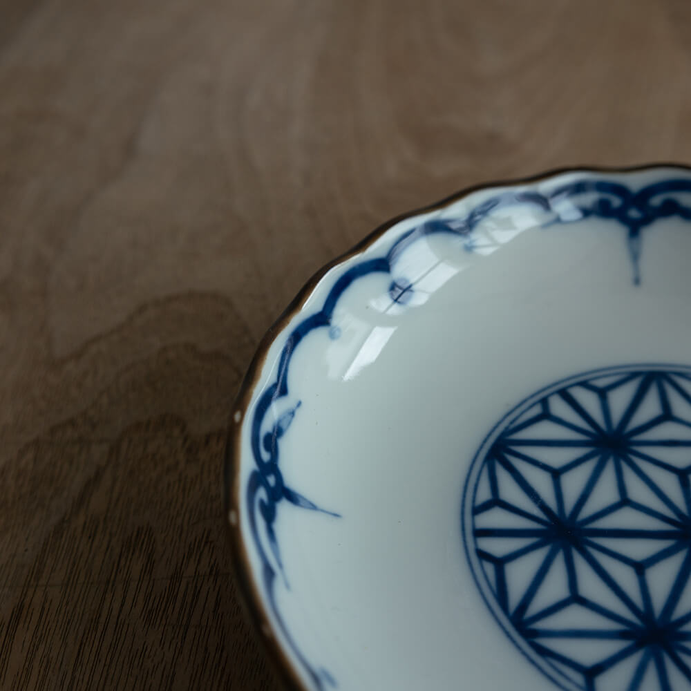 【WEB限定】麻の葉紋 染付5寸皿 -器市-