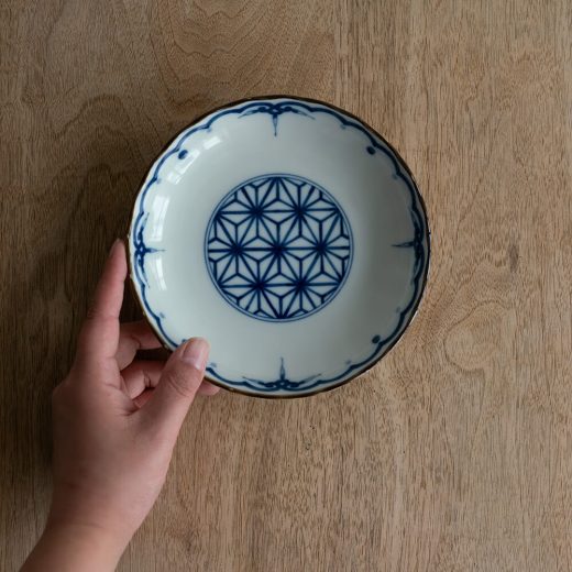 【WEB限定】麻の葉紋 染付5寸皿 -器市-
