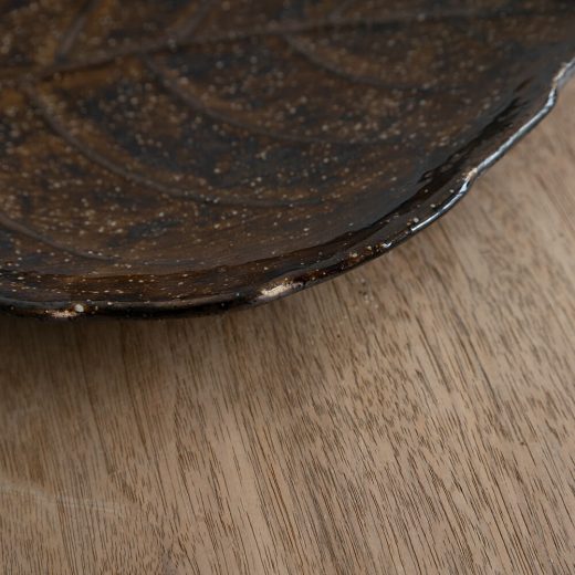 【WEB限定】葉型皿 (大) アメ釉 -器市-