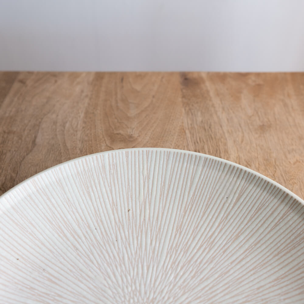 【WEB限定】刻み乱十草 白 尺皿 -器市-