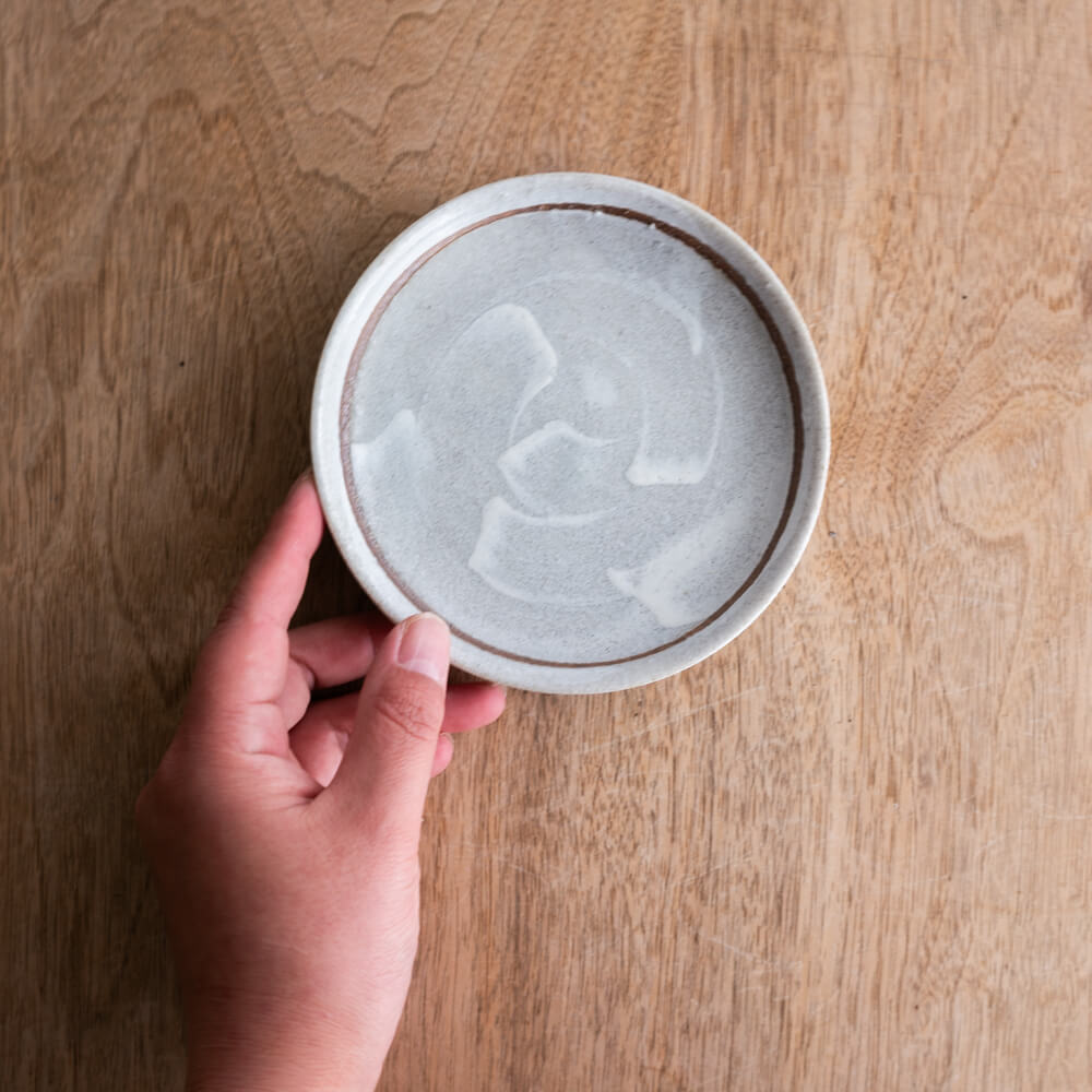 【WEB限定】灰白リムライン丸小皿 -器市-