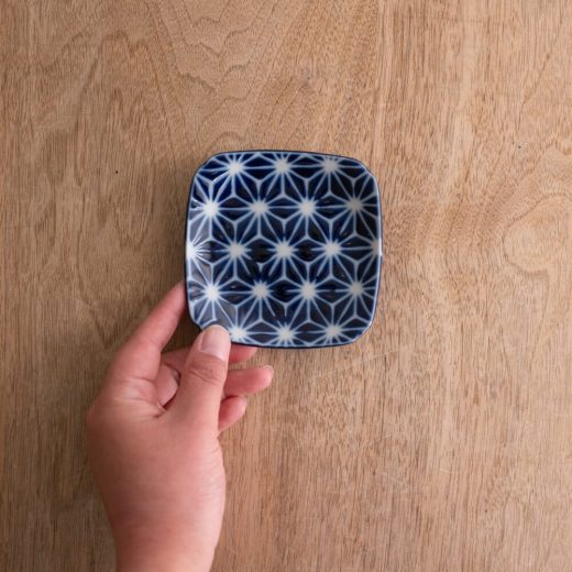 【WEB限定】瑠璃小紋 四角3.5皿 (麻の葉) -器市-