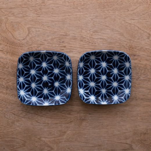 【WEB限定】瑠璃小紋 四角3.5皿 (麻の葉) -器市-