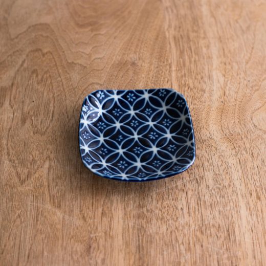 【WEB限定】瑠璃小紋 四角3.5皿 (七宝) -器市-