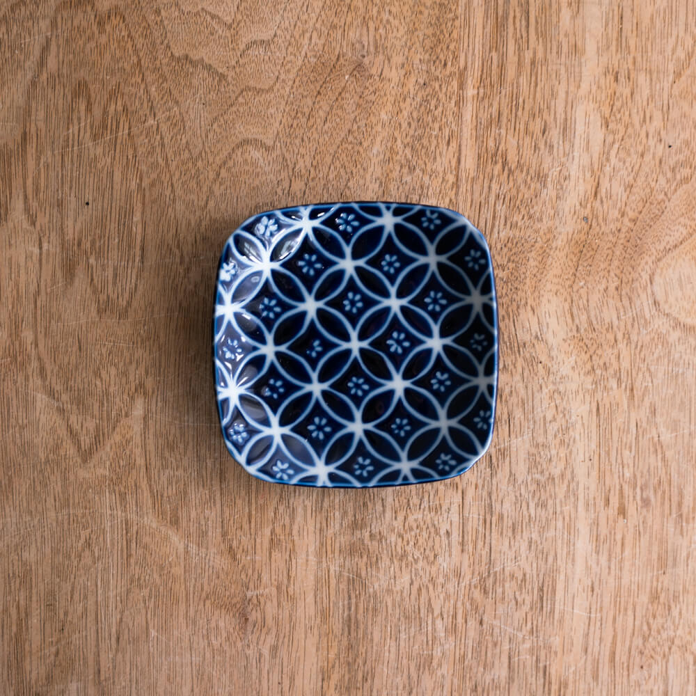 【WEB限定】瑠璃小紋 四角3.5皿 (七宝) -器市-