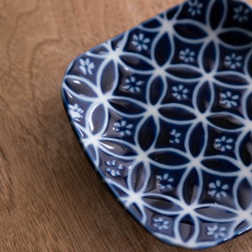 【WEB限定】瑠璃小紋 四角3.5皿 (七宝) -器市-