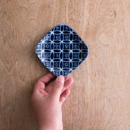 【WEB限定】瑠璃小紋 四角3.5皿 (七宝) -器市-